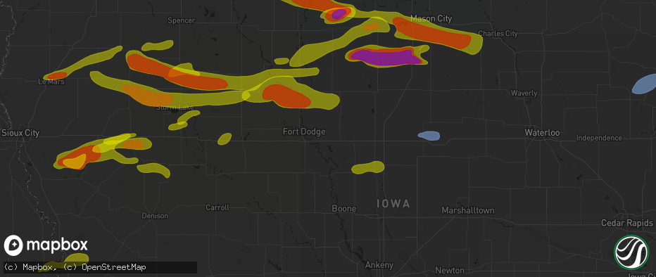 Hail map in Duncombe, IA on May 15, 2026
