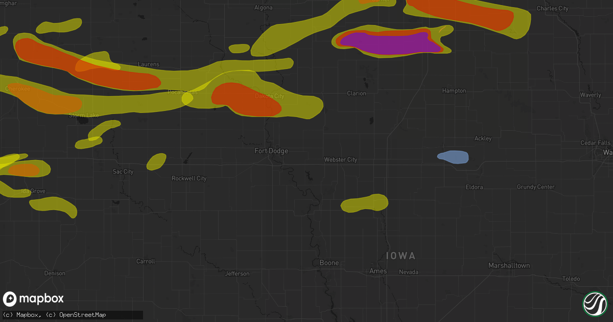 Hail map in Duncombe, IA on May 15, 2026
