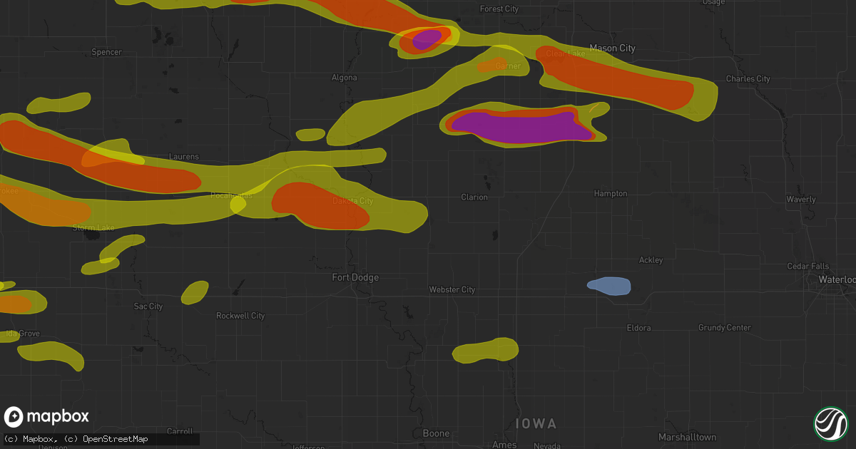 Hail map in Eagle Grove, IA on May 15, 2026