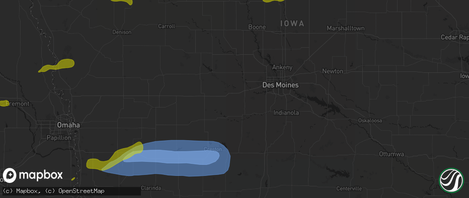 Hail map in Earlham, IA on May 15, 2026