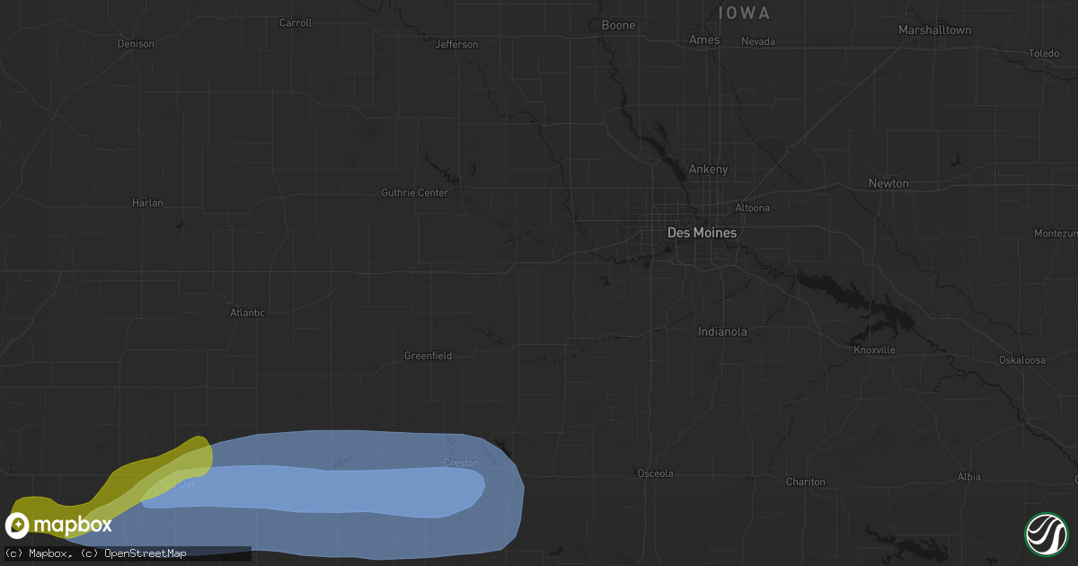 Hail map in Earlham, IA on May 15, 2026