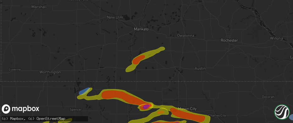 Hail map in Easton, MN on May 15, 2026