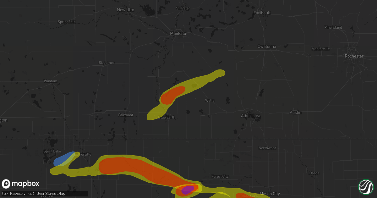 Hail map in Easton, MN on May 15, 2026