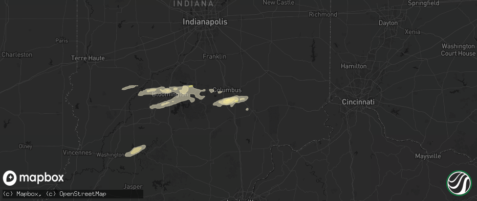 Hail map in Elizabethtown, IN on May 15, 2026