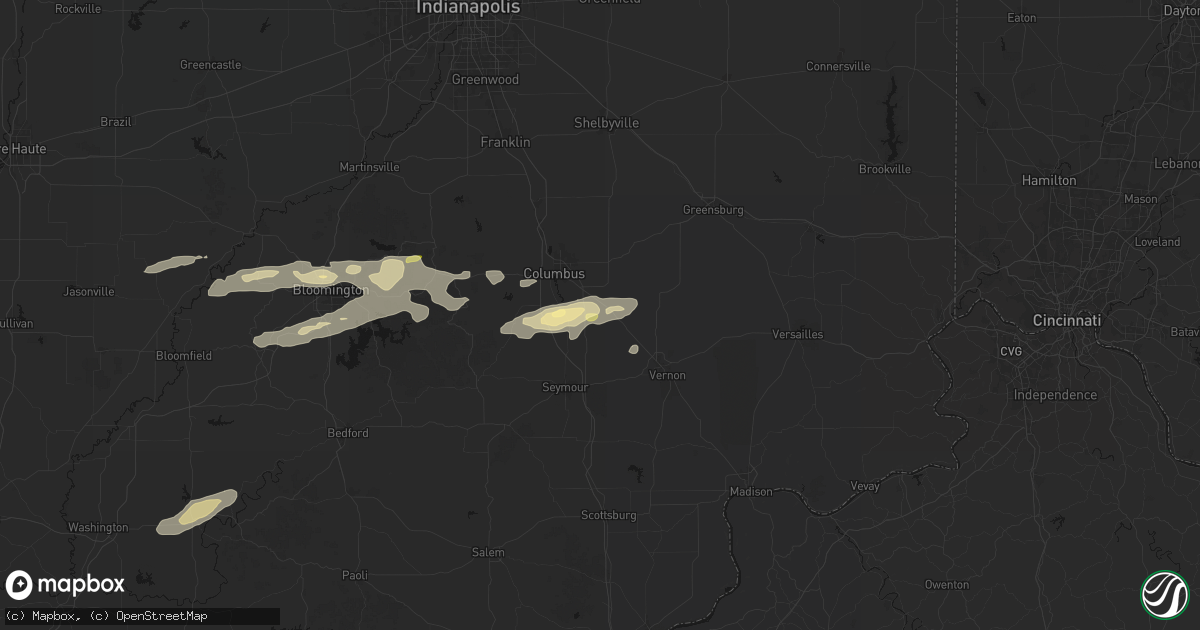 Hail map in Elizabethtown, IN on May 15, 2026