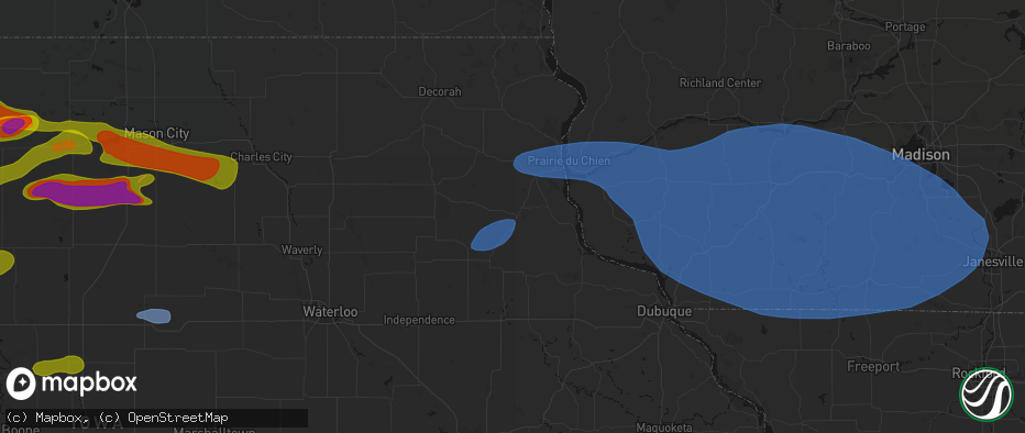 Hail map in Elkader, IA on May 15, 2026