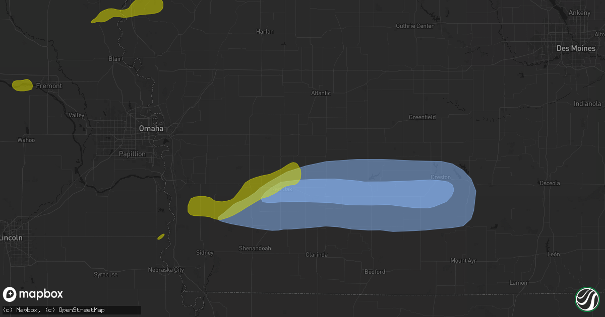 Hail map in Elliott, IA on May 15, 2026