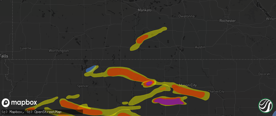 Hail map in Elmore, MN on May 15, 2026