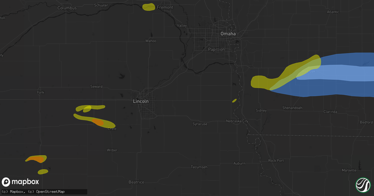 Hail map in Elmwood, NE on May 15, 2026
