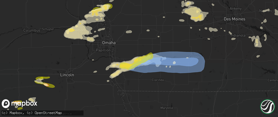 Hail map in Emerson, IA on May 15, 2026