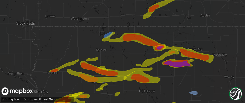 Hail map in Emmetsburg, IA on May 15, 2026