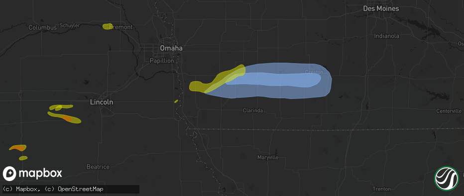 Hail map in Essex, IA on May 15, 2026