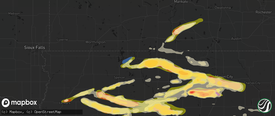 Hail map in Estherville, IA on May 15, 2026