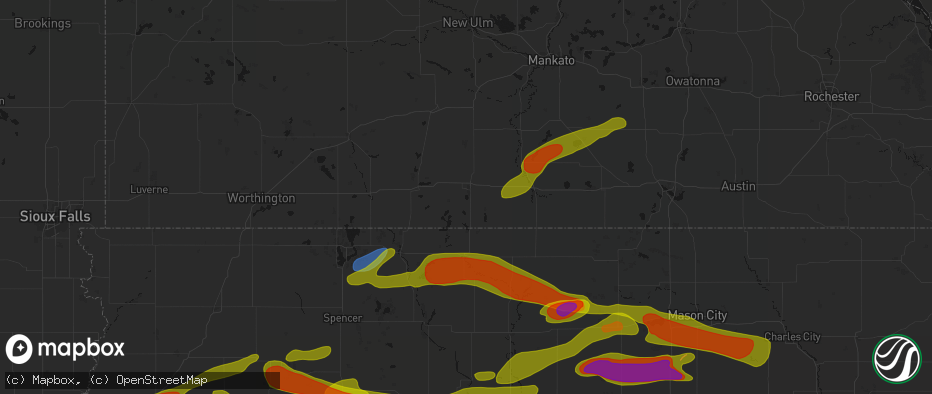Hail map in Fairmont, MN on May 15, 2026