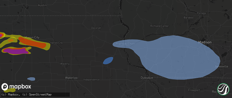 Hail map in Farmersburg, IA on May 15, 2026