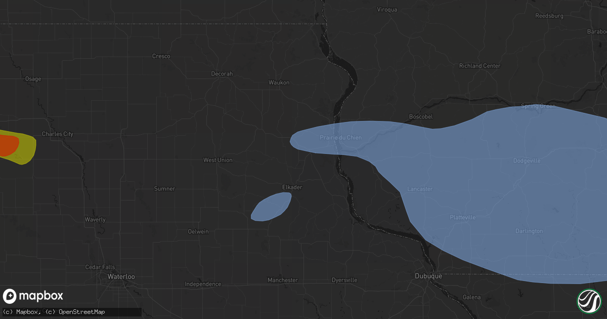 Hail map in Farmersburg, IA on May 15, 2026