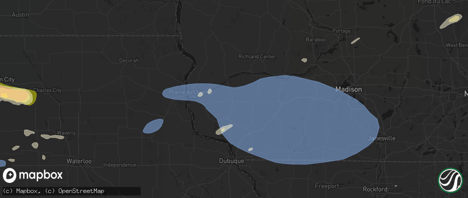 Hail map in Fennimore, WI on May 15, 2026