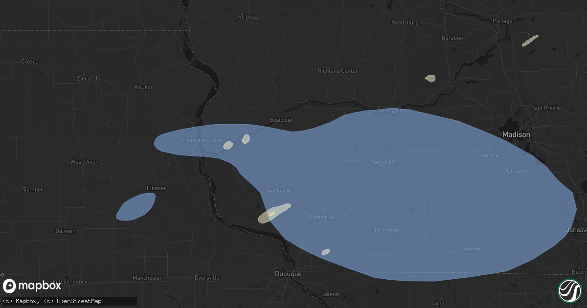 Hail map in Fennimore, WI on May 15, 2026