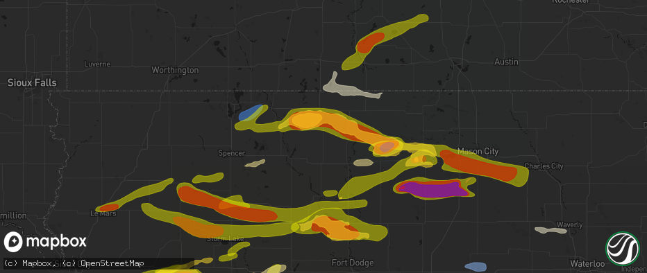 Hail map in Fenton, IA on May 15, 2026