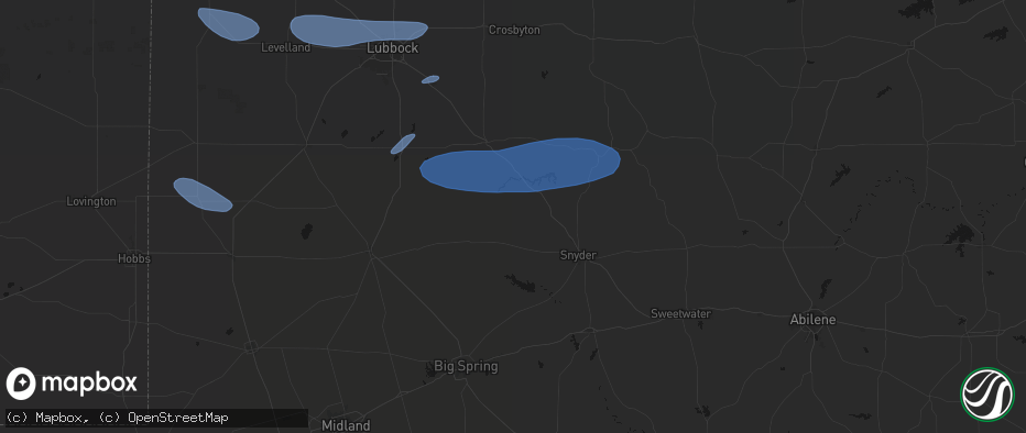Hail map in Fluvanna, TX on May 15, 2026