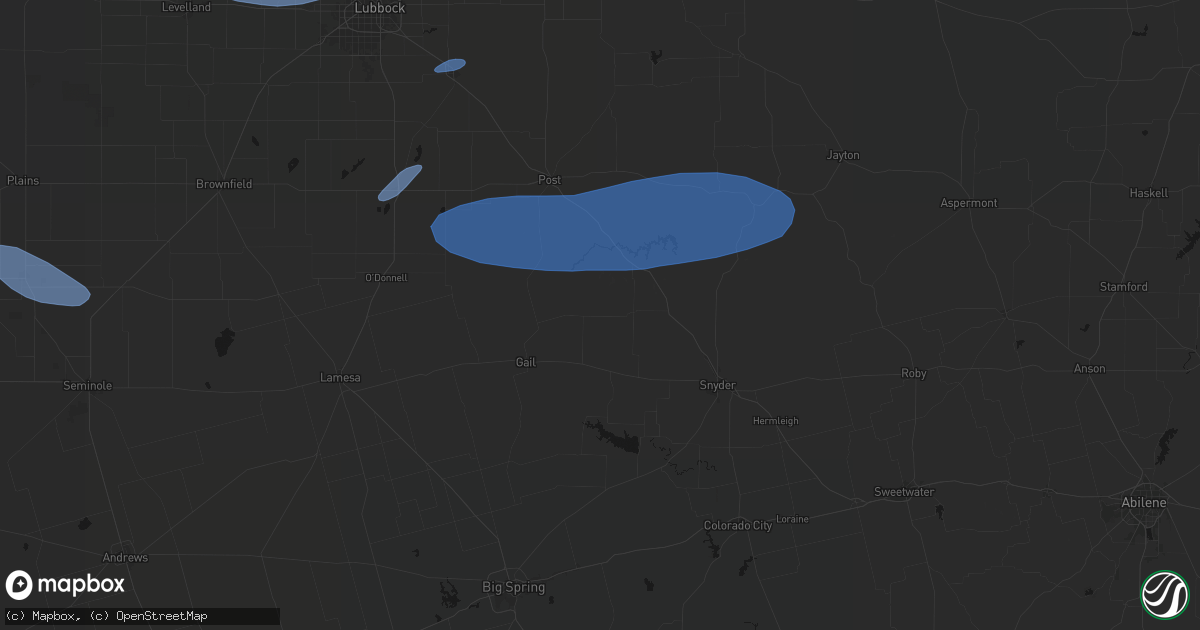 Hail map in Fluvanna, TX on May 15, 2026