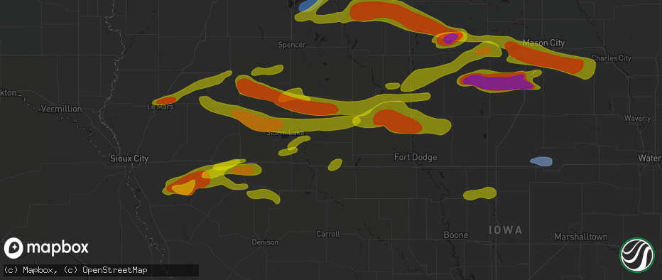 Hail map in Fonda, IA on May 15, 2026