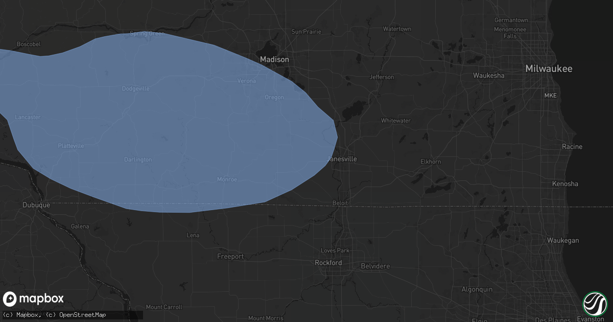 Hail map in Footville, WI on May 15, 2026