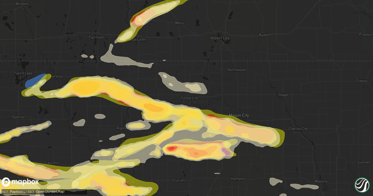 Hail map in Forest City, IA on May 15, 2026