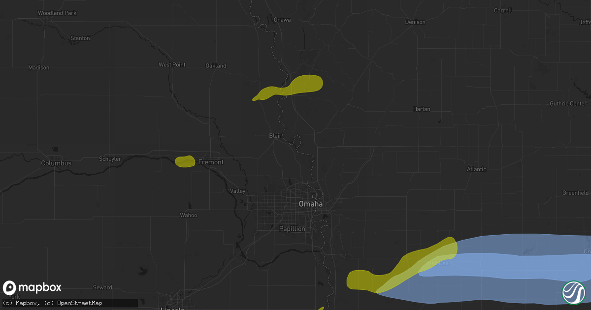 Hail map in Fort Calhoun, NE on May 15, 2026