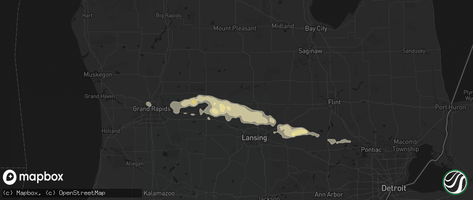 Hail map in Fowler, MI on May 15, 2026