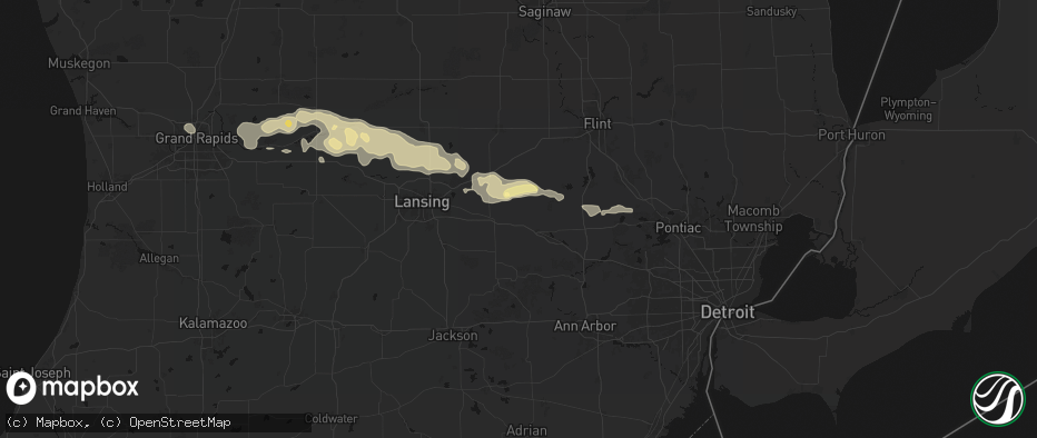 Hail map in Fowlerville, MI on May 15, 2026
