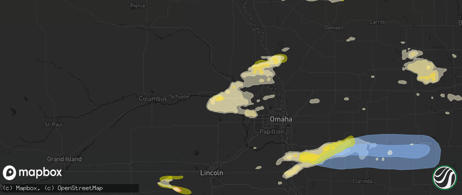 Hail map in Fremont, NE on May 15, 2026