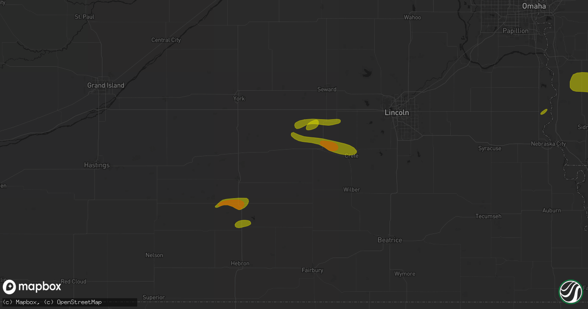 Hail map in Friend, NE on May 15, 2026