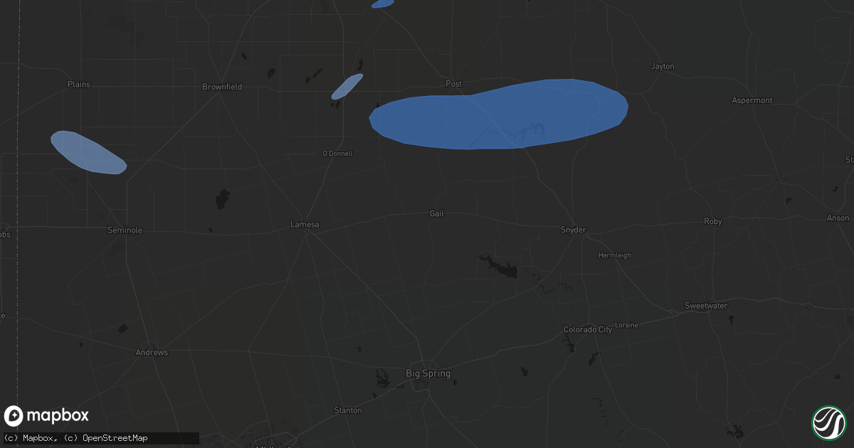 Hail map in Gail, TX on May 15, 2026