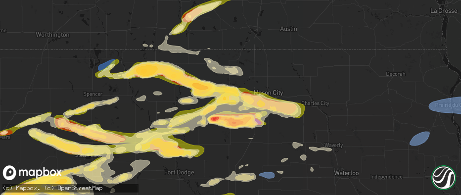 Hail map in Garner, IA on May 15, 2026