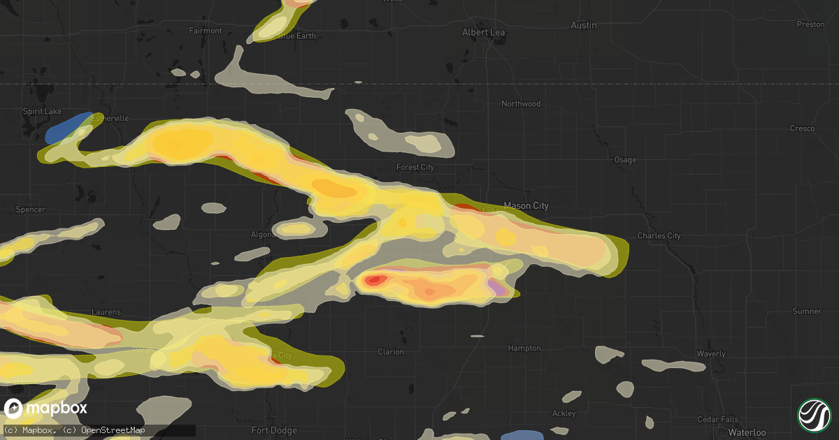 Hail map in Garner, IA on May 15, 2026