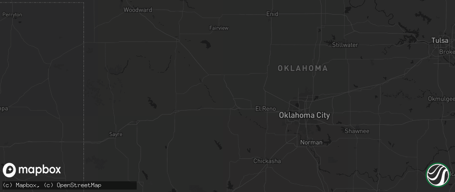 Hail map in Geary, OK on May 15, 2026