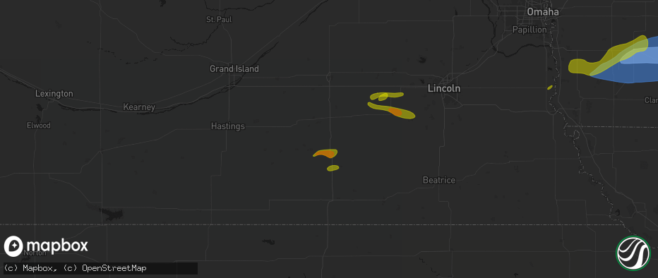 Hail map in Geneva, NE on May 15, 2026