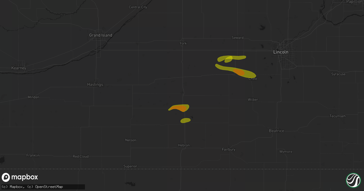 Hail map in Geneva, NE on May 15, 2026