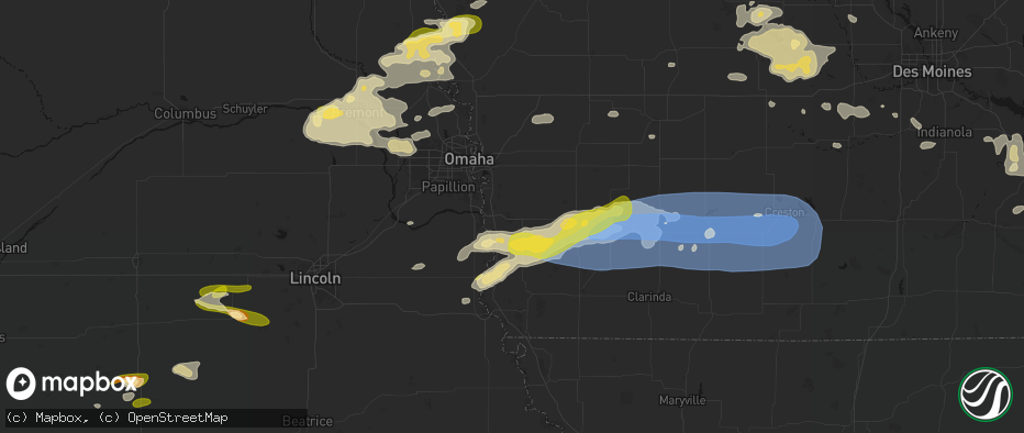 Hail map in Glenwood, IA on May 15, 2026