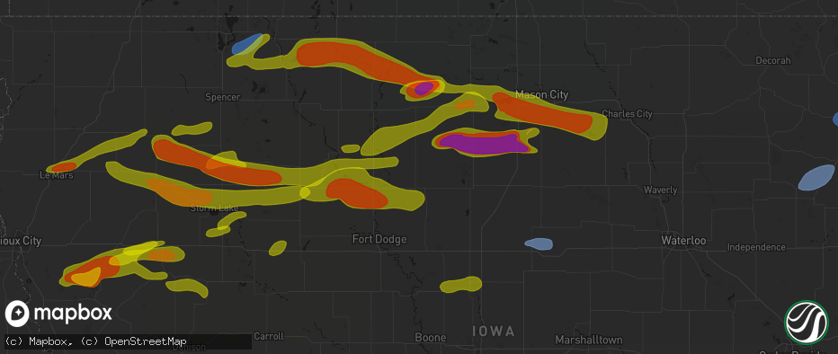 Hail map in Goldfield, IA on May 15, 2026