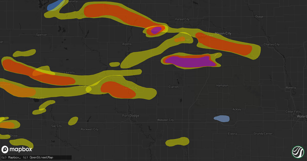 Hail map in Goldfield, IA on May 15, 2026