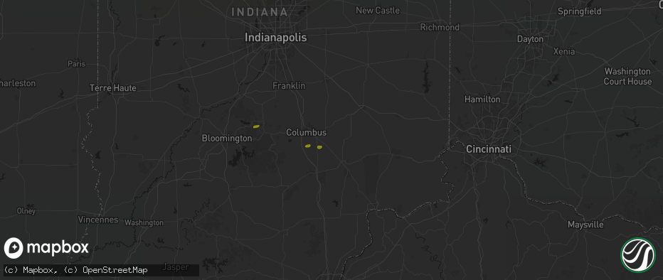 Hail map in Grammer, IN on May 15, 2026