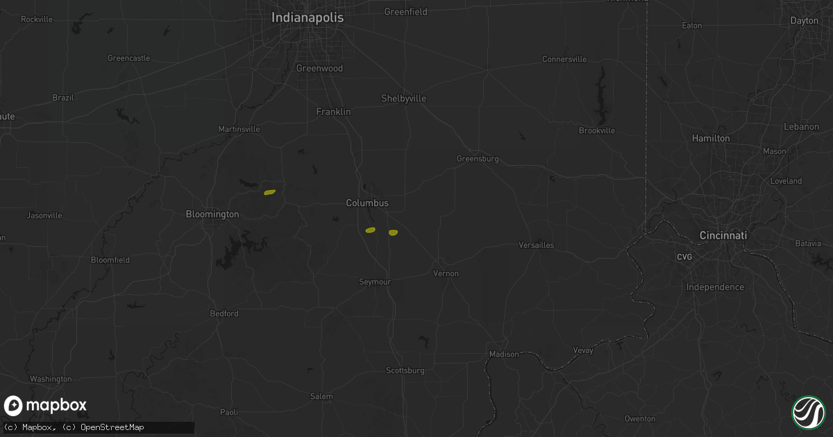 Hail map in Grammer, IN on May 15, 2026