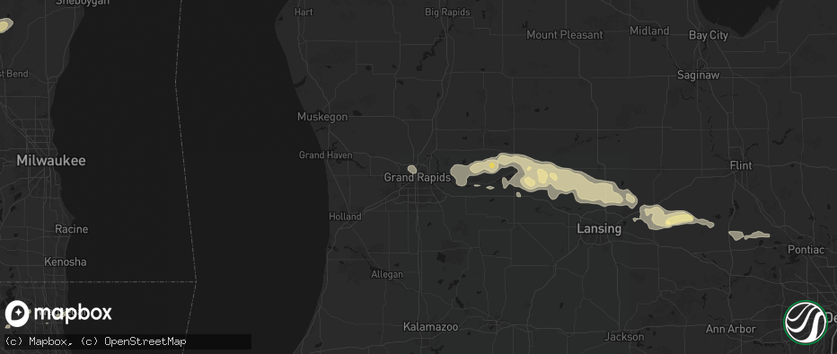 Hail map in Grand Rapids, MI on May 15, 2026