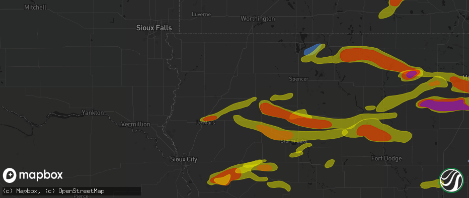 Hail map in Granville, IA on May 15, 2026