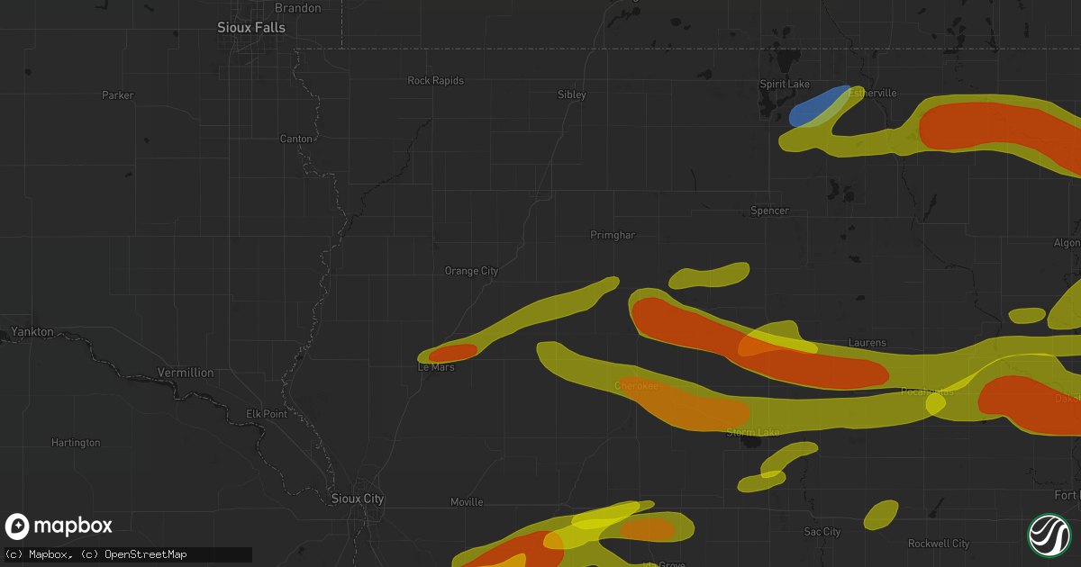 Hail map in Granville, IA on May 15, 2026