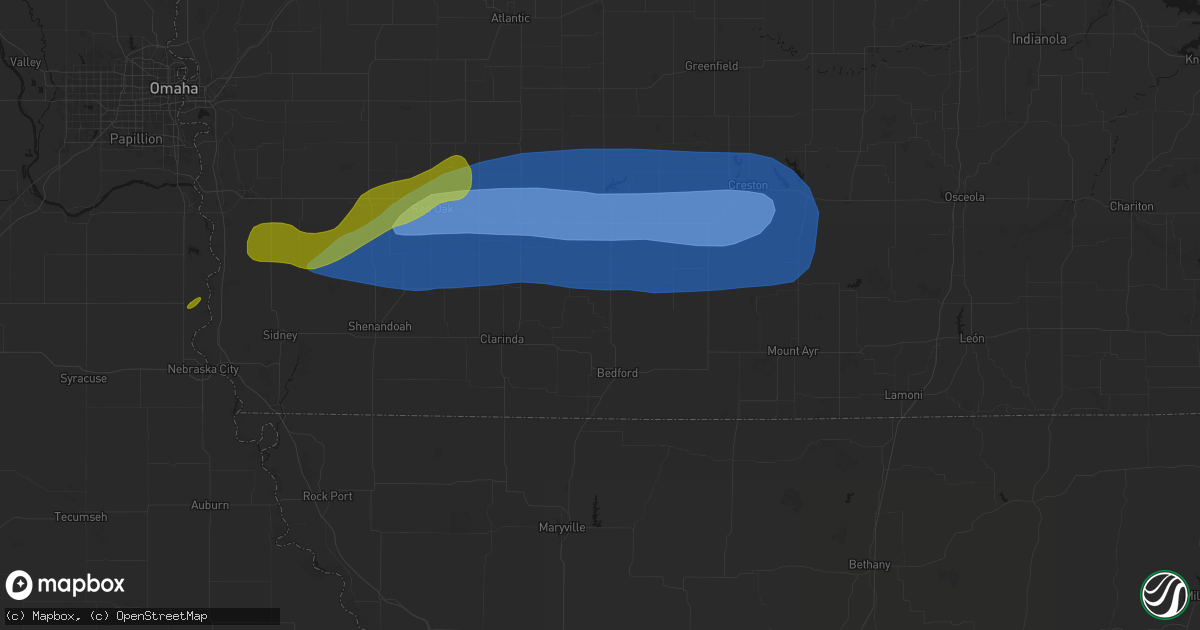 Hail map in Gravity, IA on May 15, 2026