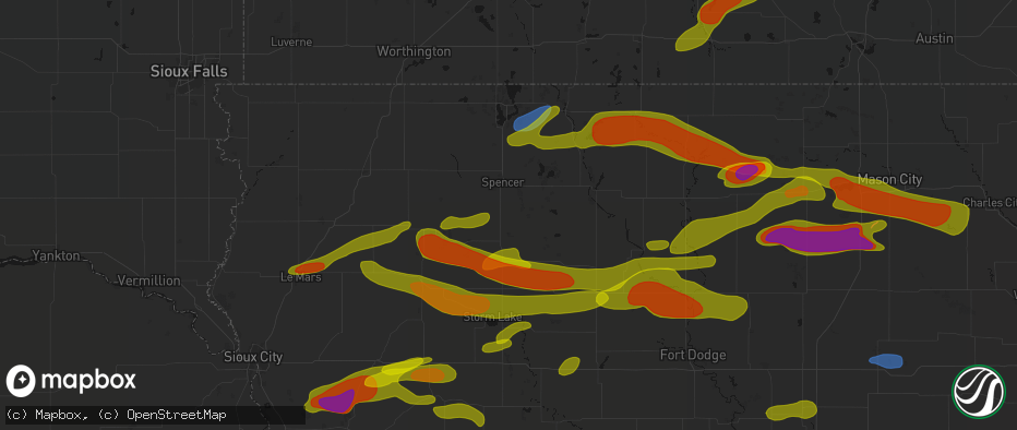Hail map in Greenville, IA on May 15, 2026