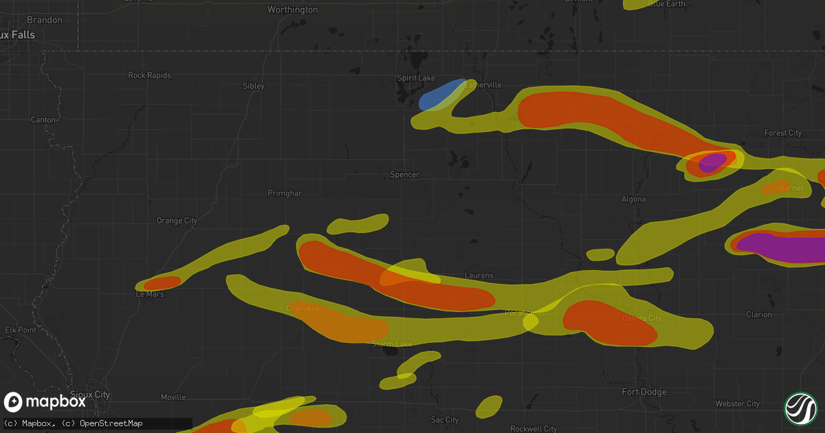 Hail map in Greenville, IA on May 15, 2026